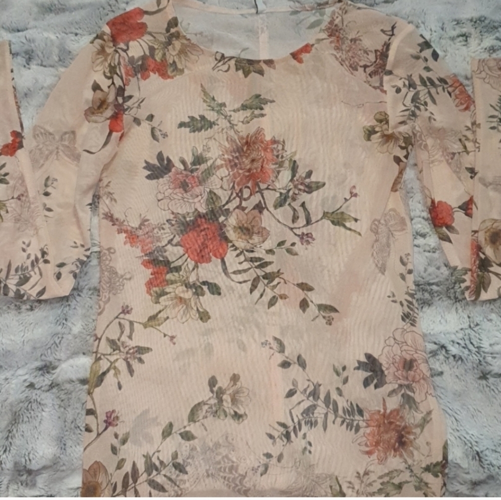 Floral Print Women's Top - Cream